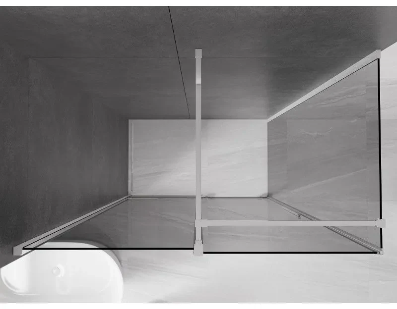 Mexen Velar, sprchový kút s posuvnými dverami 150 x 80 cm, 8mm šedé sklo, chrómová, 871-150-080-41-01