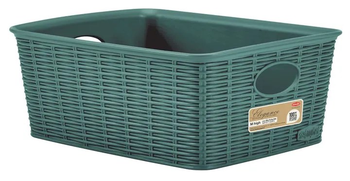 STEFANPLAST Košík Elegance M, 25 × 19,5 × 10 cm, vysoký, zelenošedý