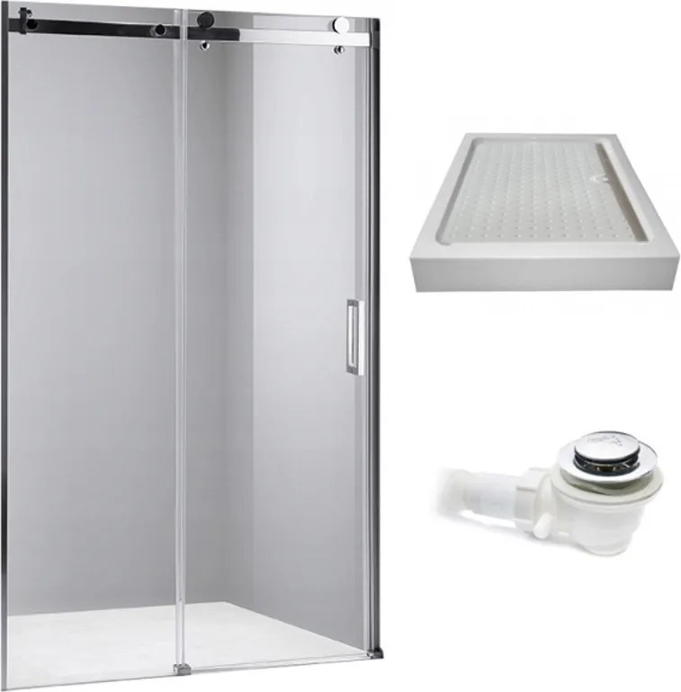 BPS-koupelny Posuvné sprchové dvere HYD-PD03D 120 chróm/transparent pre inštaláciu do niky + vanička HYD-OSV-SXL04C 120x90 biela