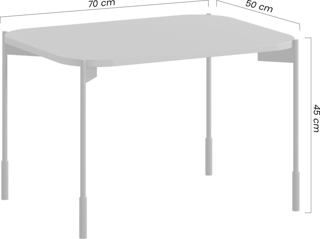 Kávový stolík Sonatia 70 cm obdĺžnikový na kovových nohách - burgund