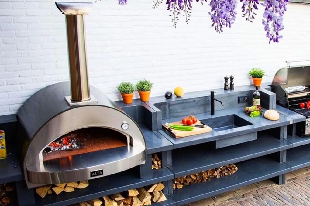 Pizza pec 4 PIZZE na drevo - copper
