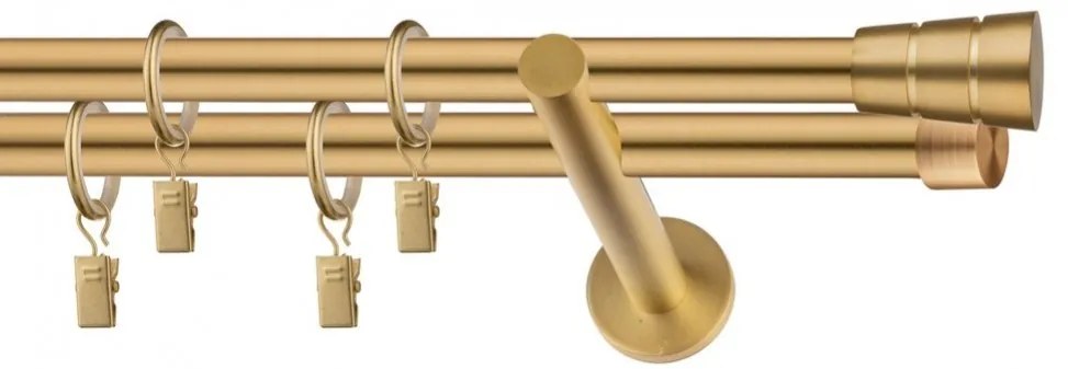 Dekorstudio Garniža dvojradová BASIC zlatá 19mm Dĺžka: 120cm, Typ uchytenia: Držiak dvojitý modern, Typ príslušenstva: Bez príslušenstva