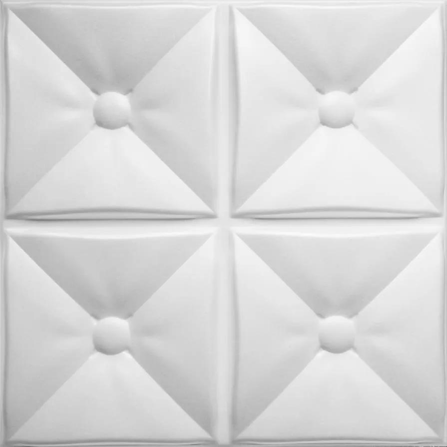 Stropné panely 3D XPS 0012, rozmer 50 cm x 50 cm, NIZZA biely, IMPOL TRADE