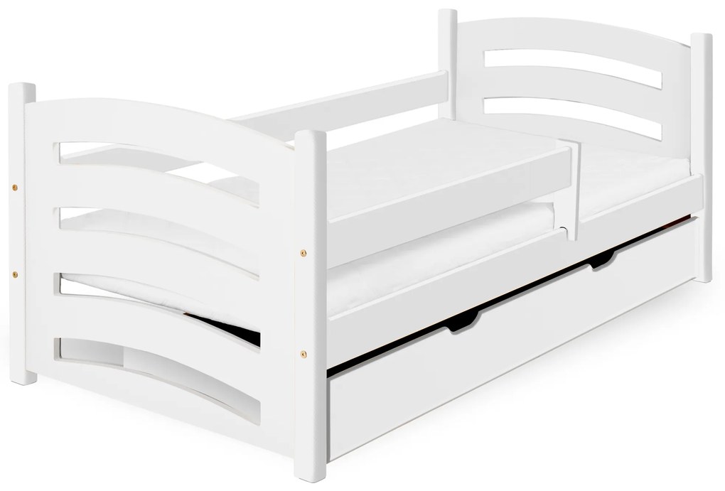 Detská posteľ MELA 80 x 160 cm, biela Rošt: Bez roštu, Matrac: Matrac EASYSOFT 10 cm