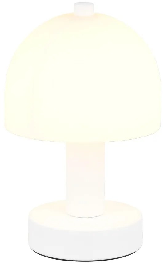 Biela stolová lampa so skleneným tienidlom (výška 19 cm) Glenn – Trio