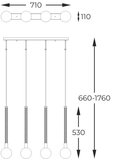 Zuma Line P0583-04A-2GHF - Luster na lanku MIDA 4xG9/6W/230V mosadz