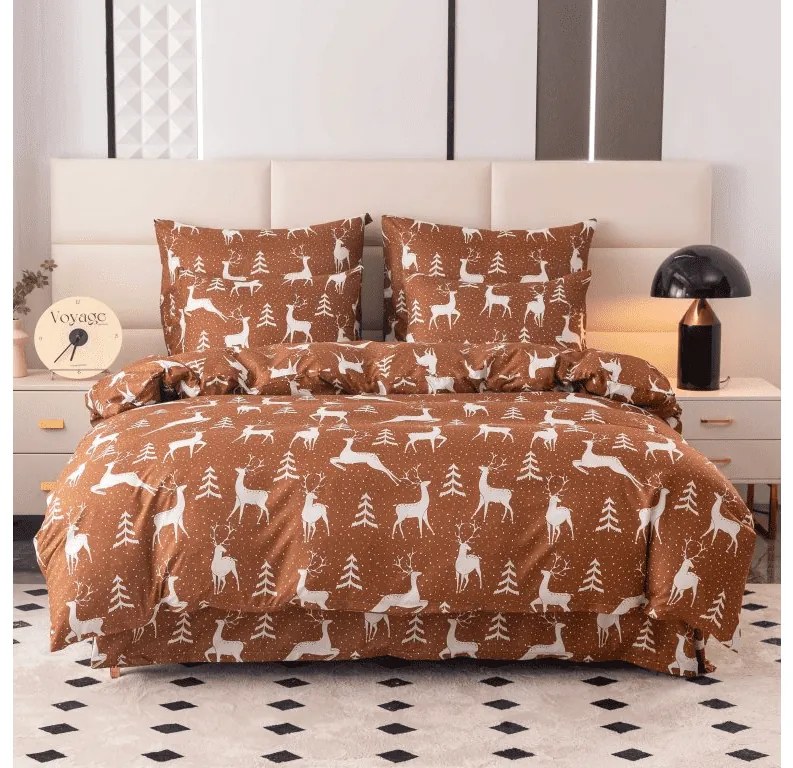 Obliečky z mikrovlákna WHITE DEER hnedé Rozmer obliečky: 2 ks 70 x 90 cm | 200 x 220 cm
