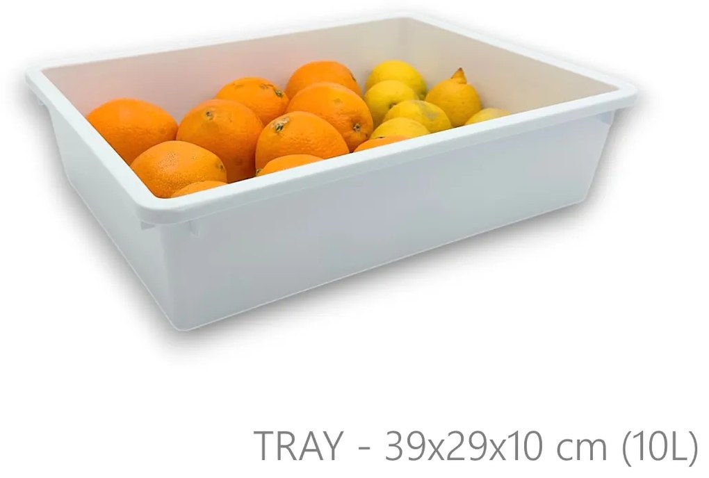 Súprava 3 úložných boxov do chladničiek a špájz, 3 ks, TRAY – biela