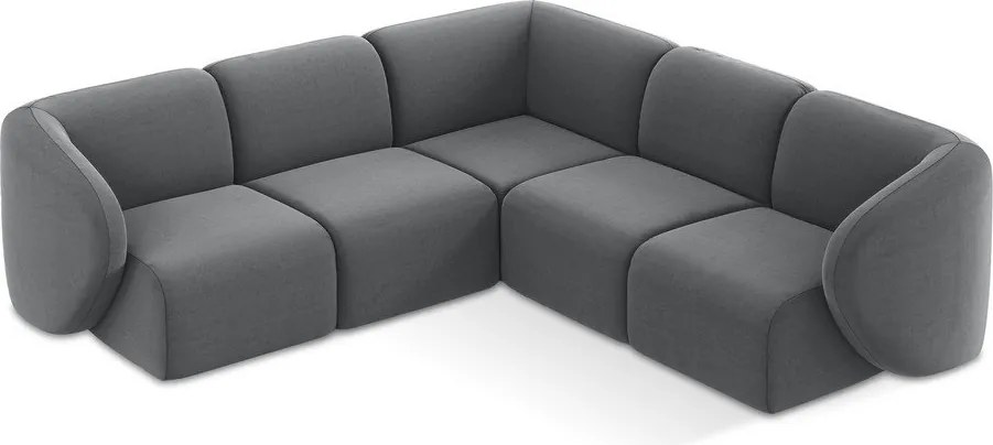 Sivá zamatová rohová pohovka Lani – Makamii