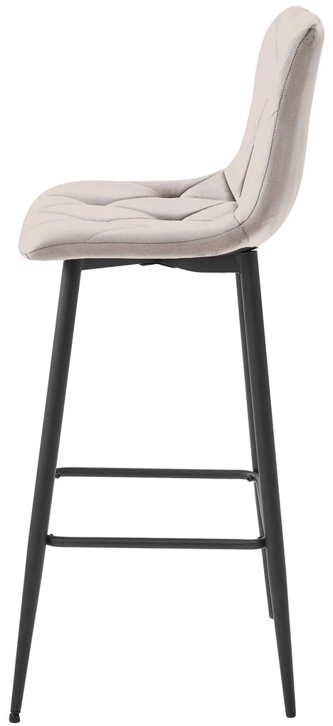 Tmavo béžová barová stolička NADO VELVET s čiernymi nohami