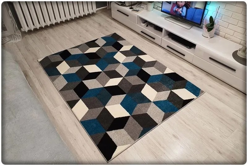 Dekorstudio Moderný koberec SUMATRA - Modré kosoštvorce Rozmer koberca: 160x220cm