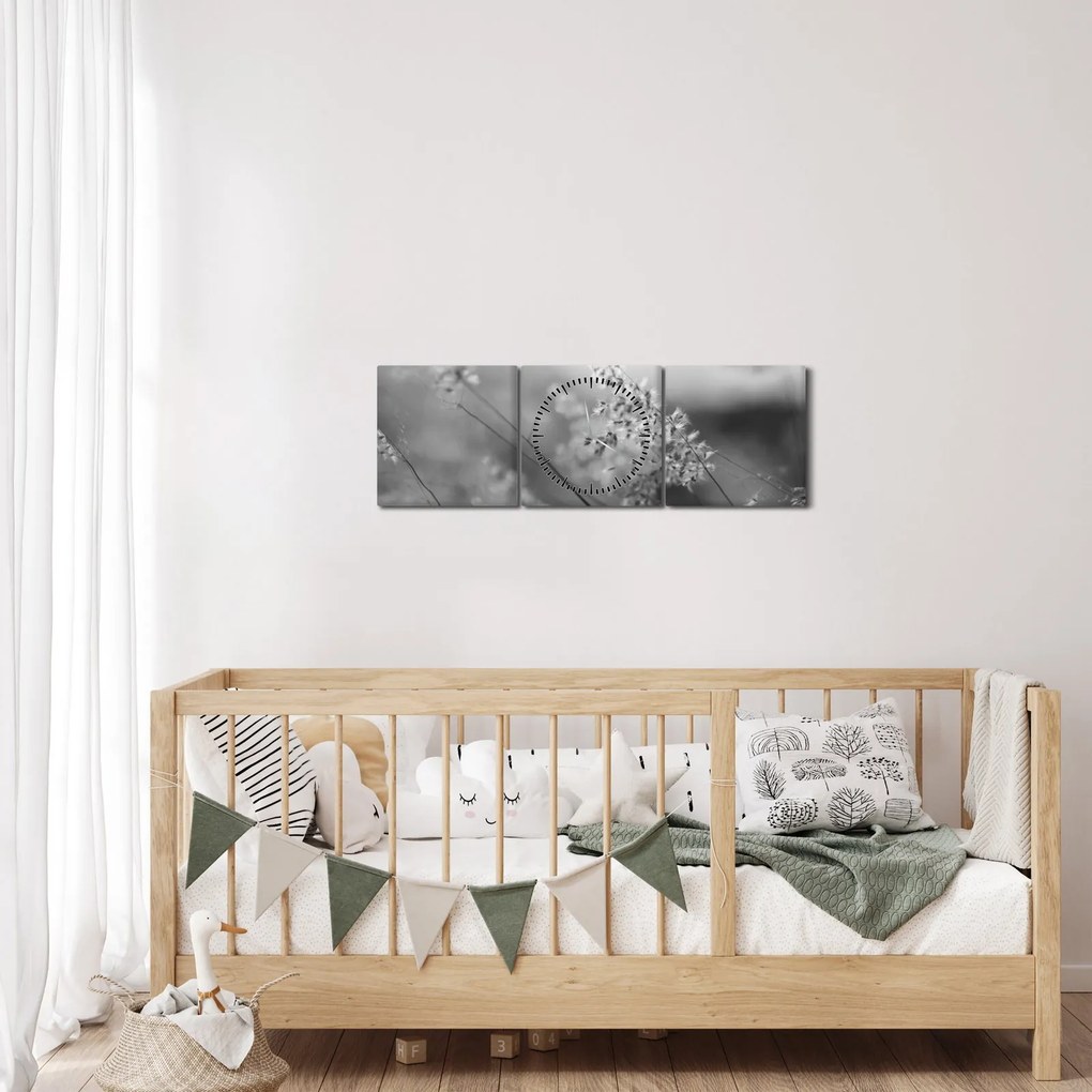 Obraz - Jesenná lúka (s hodinami) (90x30 cm)