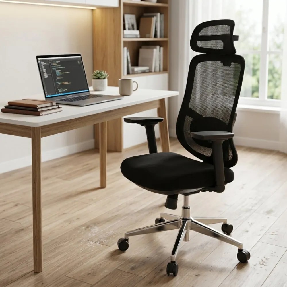 Kancelárska ergonomická stolička Neoseat ALLY — sieť / látka, čierna, nosnosť 150 kg