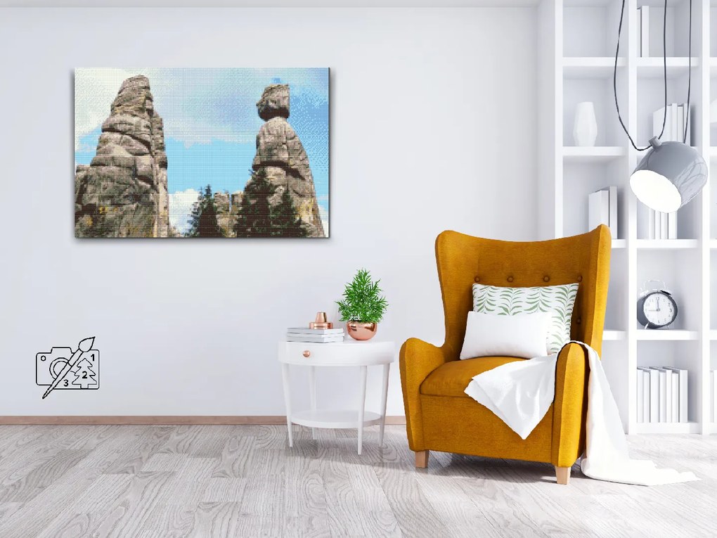 Gario Diamantové maľovanie Adršpašské skaly Starostová a Starosta Rozmery: 60 x 40 cm, Rámovanie: Iba zrolované plátno, Diamanty: Okrúhle