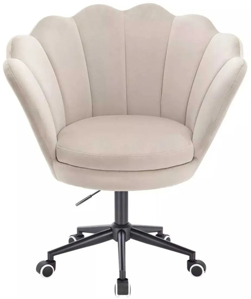 LuxuryForm DESIGN Kreslo FREY VELUR na čiernej podstave s kolieskami - latte
