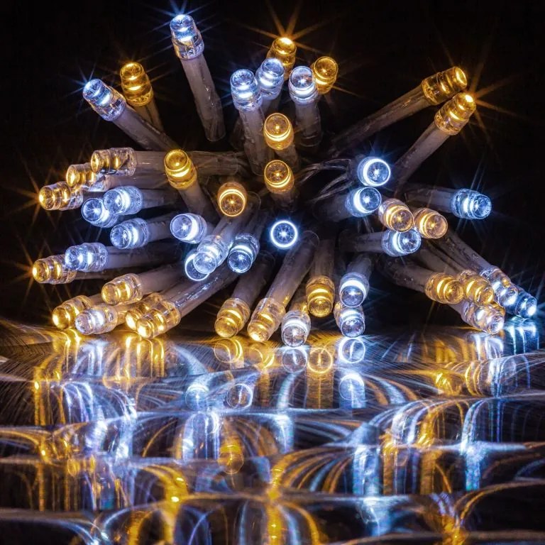 Vianočná reťaz 20 m, 200 LED, teple a studeno biela