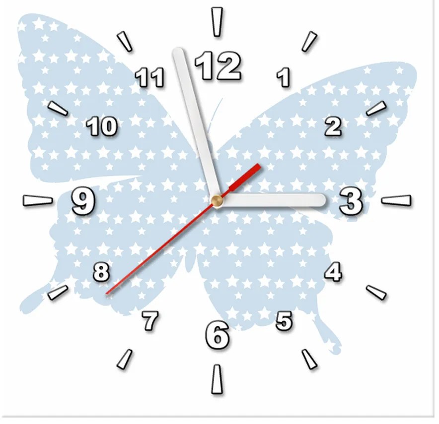 Gario Obraz s hodinami Modrý motýlik Rozmery: 30 x 30 cm