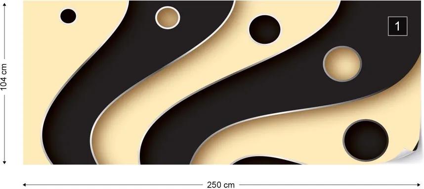 Fototapeta GLIX - 3D Layers Black And Cream + lepidlo ZADARMO Vliesová tapeta  - 250x104 cm