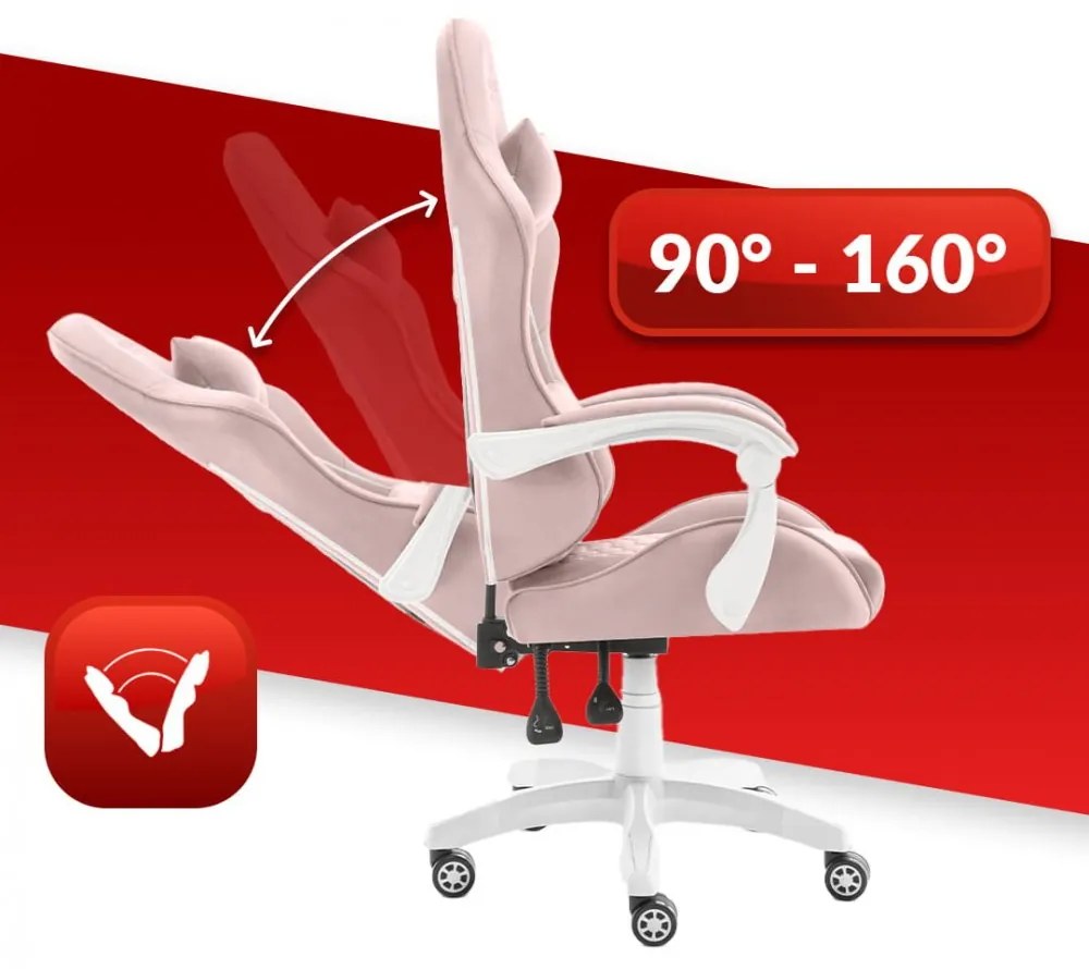 Herné kreslo HC-1000 Pink-White látkové