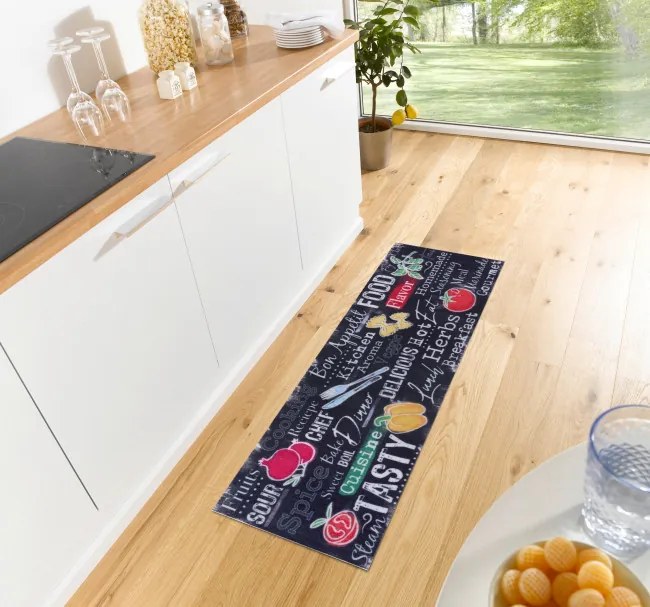 Koberec / Behúň Hanse Home Cook & Clean Delicious Kitchen Board čierny / viacfarebný