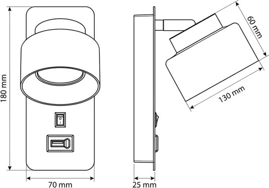 Brilagi - LED Nástenné svietidlo s USB portom AURA LUX 1xGX53/30W/230V čierna/zlatá