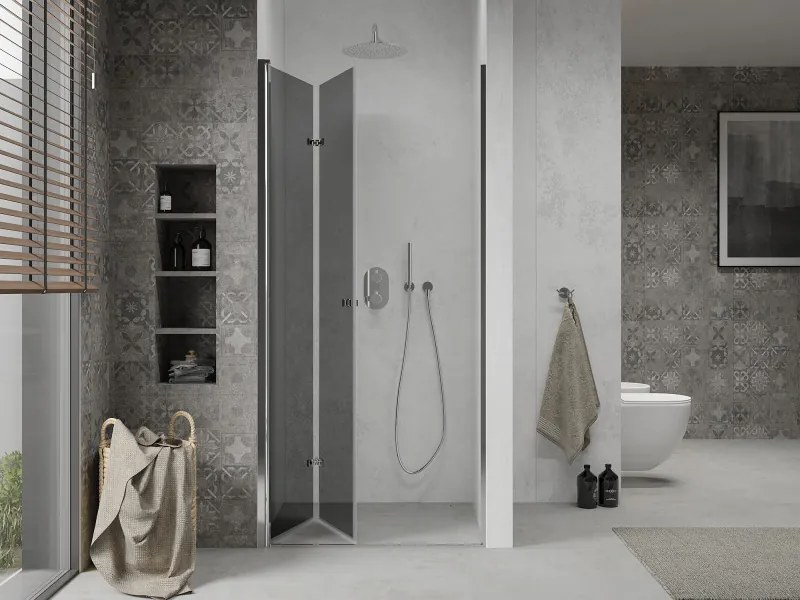 Mexen Lima, skladacie sprchové dvere do otvoru 90 x 190 cm, 6mm šedé sklo, chrómový profil, šedá, 856-090-000-01-40