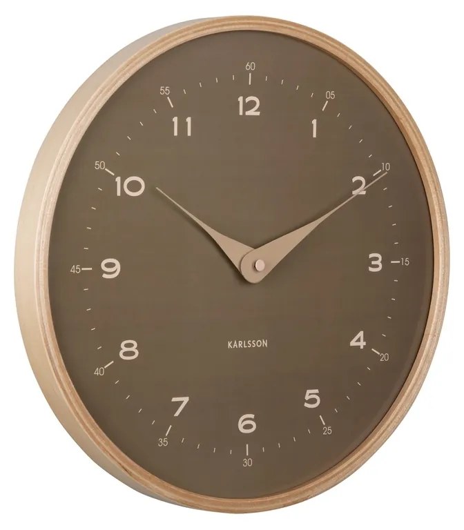 Dizajnové nástenné hodiny Karlsson 5995MG hnedé,priemer 30 cm