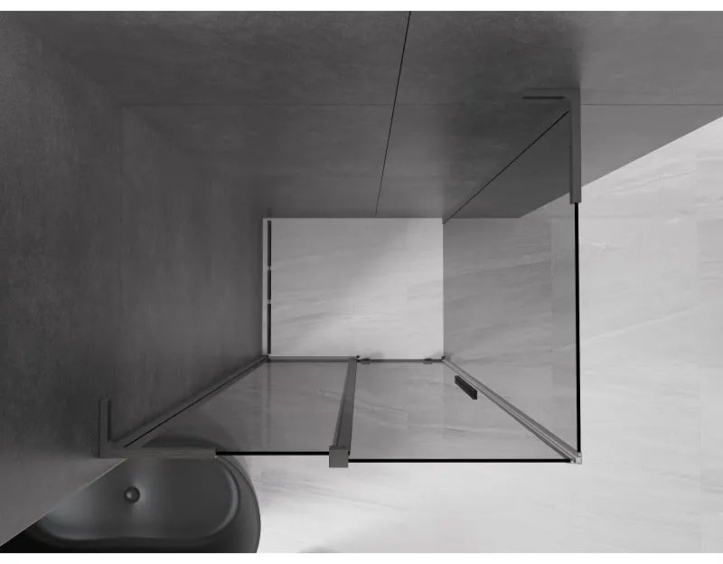 Mexen Velar L, sprchový kút s posuvnými dverami 120 x 75 cm, 8mm šedé sklo, grafit brúsený, 871-120-075-43-66