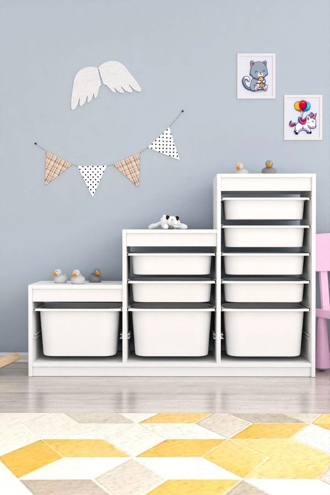 Organizér na hračky Dremonka 9 (biela). Akcia -20%. Vlastná spoľahlivá doprava až k Vám domov. 1124321