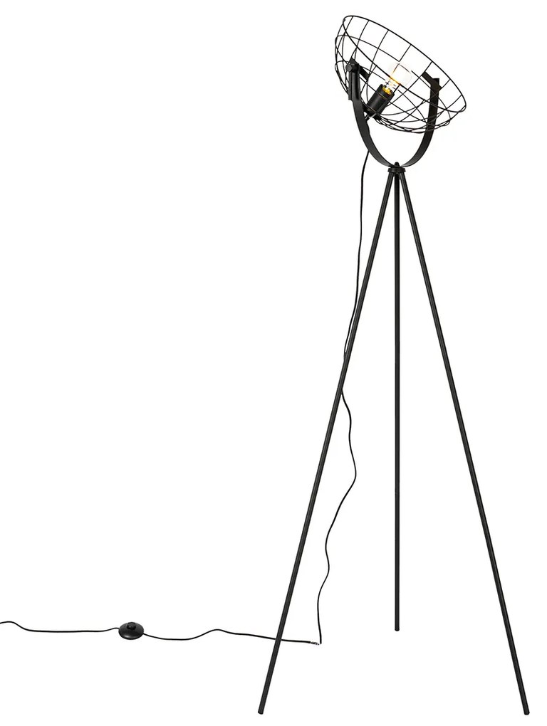 Priemyselná trojnohá stojaca lampa čierna 35 cm nastaviteľná - Hanze