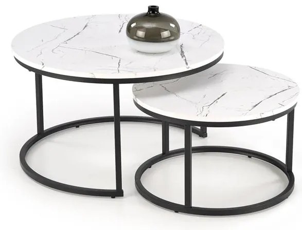 KONFERENČNÝ STOLÍK DAVINO BIELY MRAMOR + ČIERNY