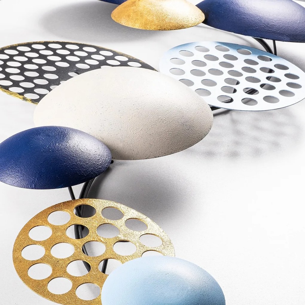 Nástenná kovová dekorácia AURORA 95 cm modrá/biela