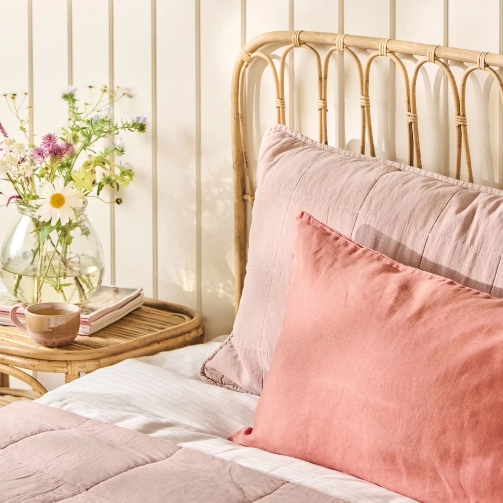 Ib Laursen Prešívaný poťah na vankúš Dusty Pink 50 × 90 cm