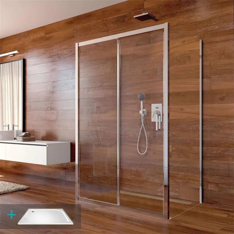 Mereo Mereo, Sprchový set: LIMA, obdĺžnik, 100x120x100x190 cm, chróm ALU, sklo Point vr. vaničky liatý mramor, MER-CK85542KM