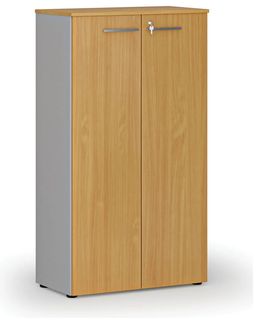 Kancelárska skriňa s dverami PRIMO GRAY, 800 x 420 x 1434 mm, sivá/buk