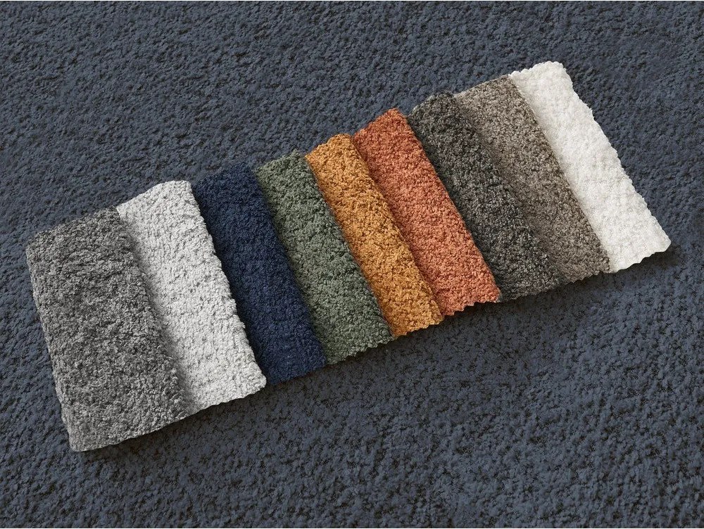 Tmavomodrá rohová pohovka z textílie buklé (ľavý roh/s leňoškou) Azra – Bobochic Paris