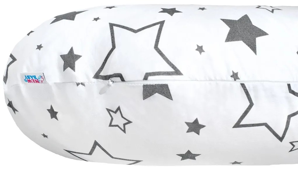 Univerzálny dojčiaci vankúš v tvare C New Baby hviezdy sivé