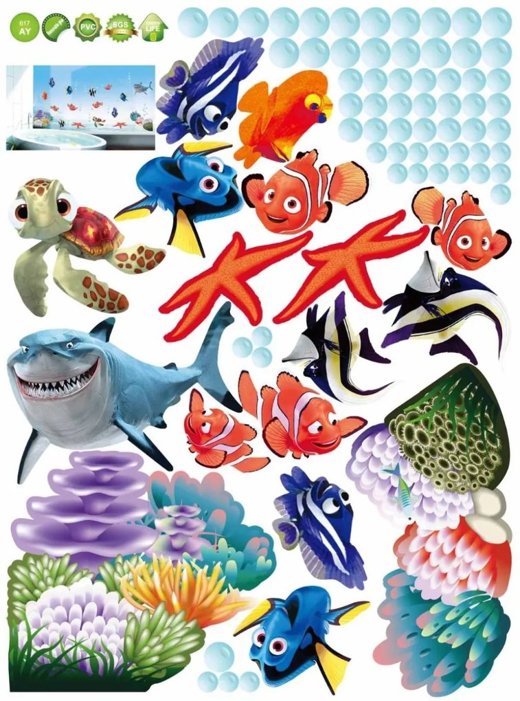 Veselá Stena Samolepka Nemo, Dory a priatelia