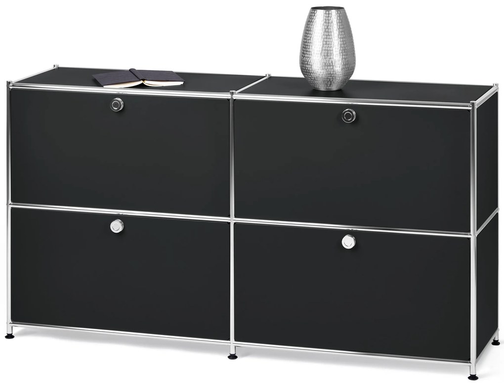 Odkladacia skrinka »CN3« so štyrmi výklopnými doskami, čierna