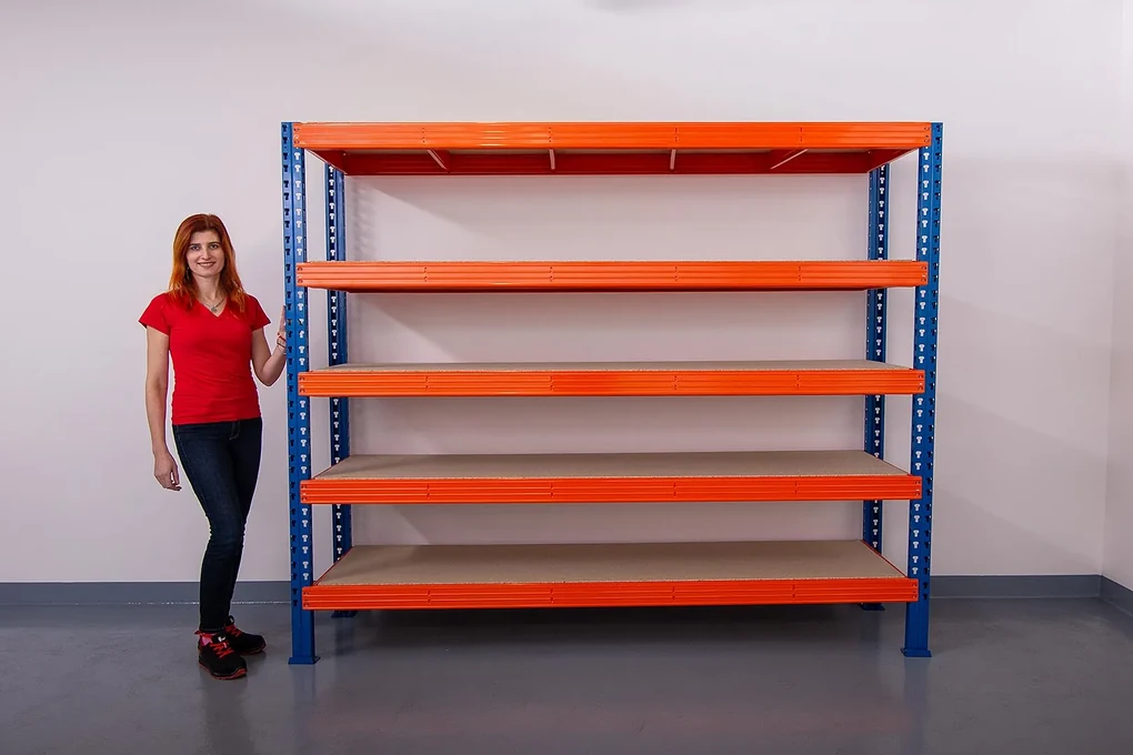 Trestles Nekonečný priemyselný regál 2000x2000x600, 5 políc Farba: červená a čierna