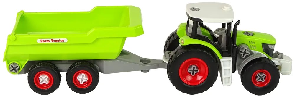 Lean Toys Traktor s vlečkou na demontáž - zelený