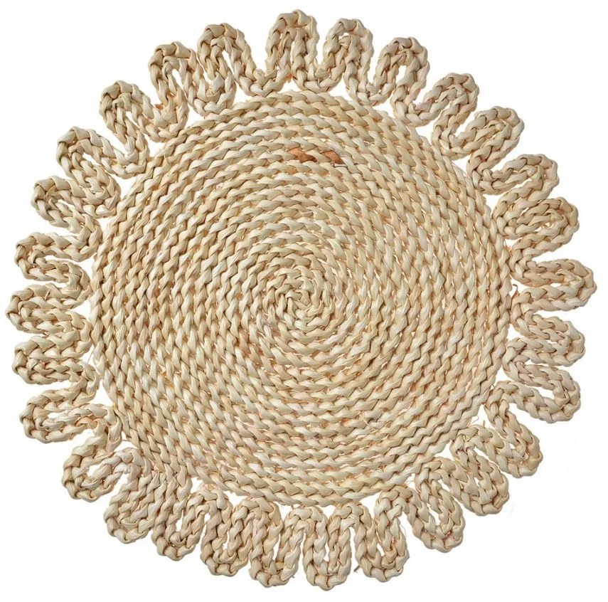 Prírodné slamené okrúhle prestieranie Boho s lemovaním - Ø 37*1 cm