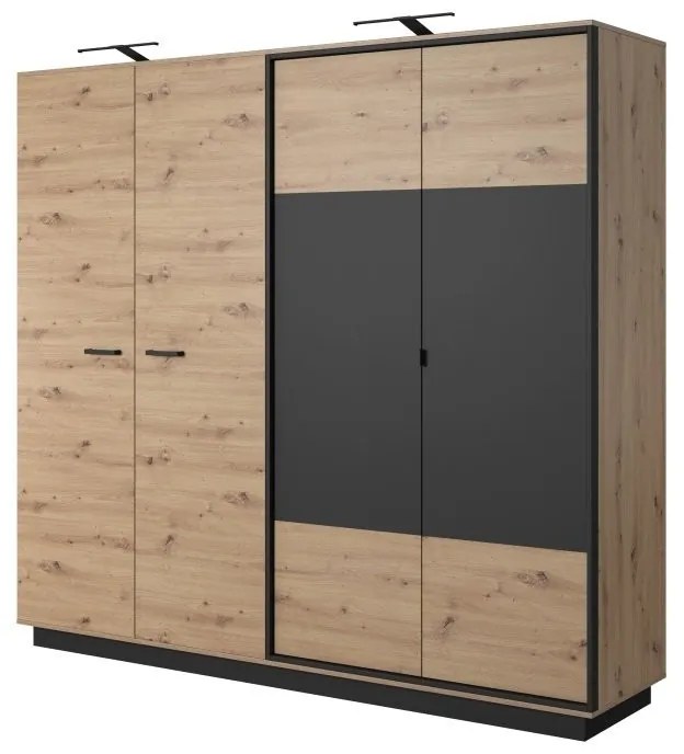 Šatníková skriňa NEST 202 cm antracitová
