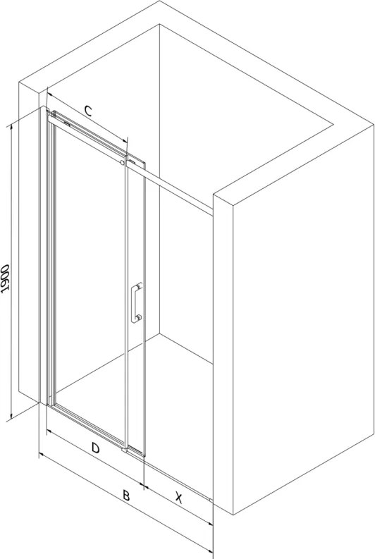 Mexen OMEGA posuvné sprchové dvere do otvoru 150 cm, čierna-transparentná, 825-150-000-70-00