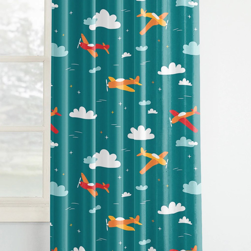 Goldea detský bavlnený záves - letecké dobrodružstvo 280x150 cm