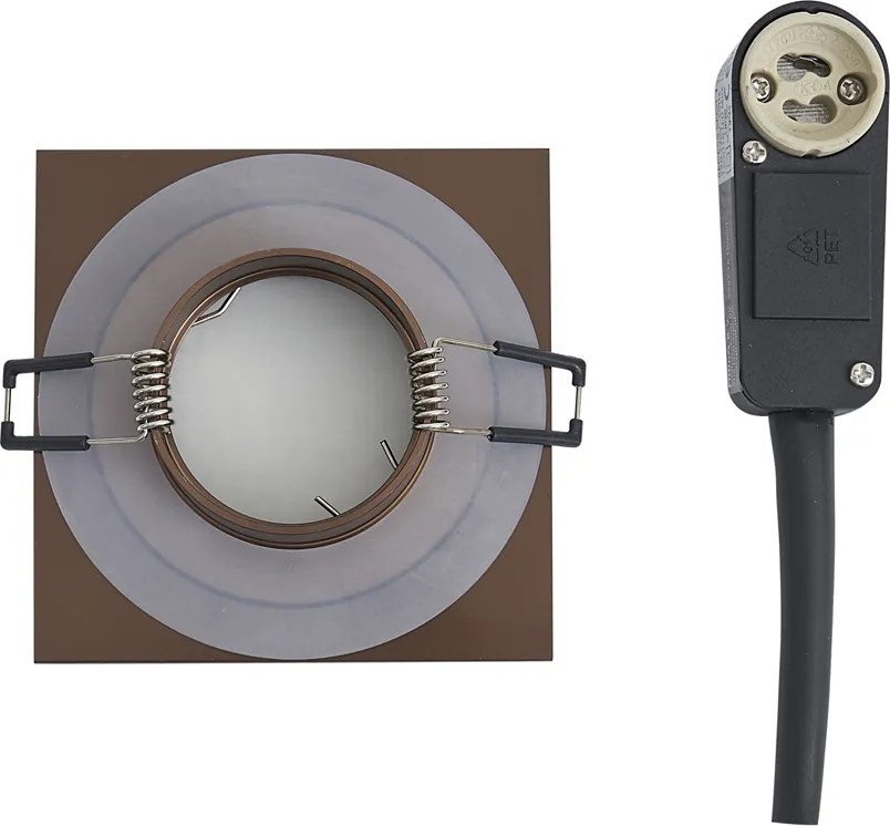 Sada 6 moderných zapustených bodových svetiel tmavý bronz štvorcové IP44 - Qure