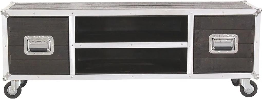 SIT MÖBEL Komoda DARK ROADIES 140 × 40 × 50 cm 140 × 40 × 50 cm / veľkosť priehradiek – 60 × 40 × 13,5 cm, priehradka za dverami 35 × 40 × 32 cm