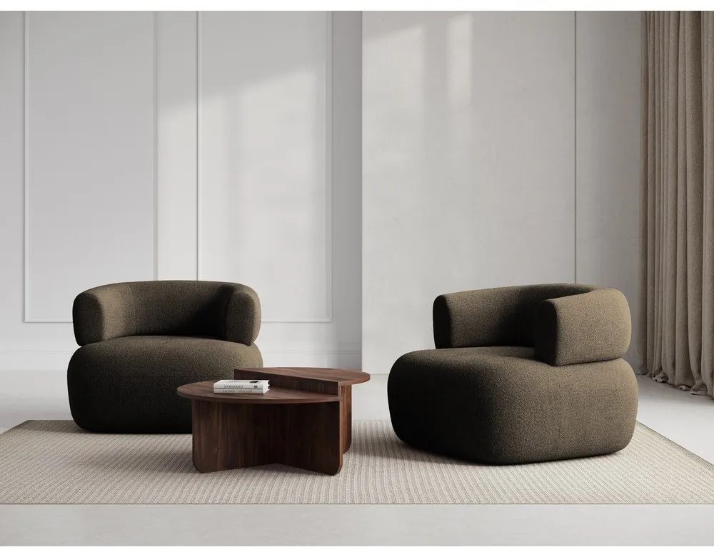 Hnedé kreslo z textílie bouclé Jenny – Micadoni Home