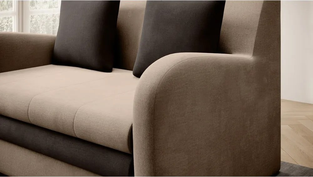 Svetlohnedá zamatová rozkladacia pohovka 130 cm Ario – ELTAP