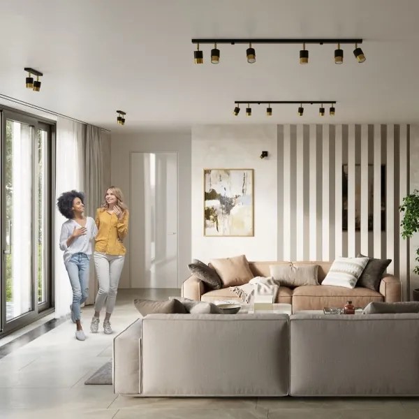 Sollux SL.1071 - Bodové svietidlo NERO 3xGU10/40W/230V čierna/zlatá